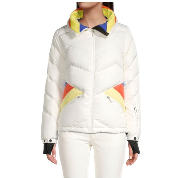(S) $580 NWT Perfect Moment Performance Ski‎ Après Duvet Down Jacket Snow White - Picture 1 of 12